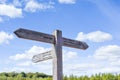 Sign post in Heartwood Forest in St Albans directing hikers to nature walks and hiking route