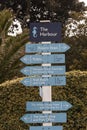 Sign post including destinations from the harbour on Herm Island, Channel Islands, UK Royalty Free Stock Photo