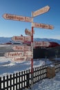 Sign post in Kangerlussuaq, Greenland Royalty Free Stock Photo