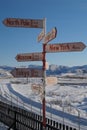 Sign post in Kangerlussuaq, Greenland Royalty Free Stock Photo