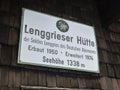 Sign post of Lengries hut, Bavaria, Germany