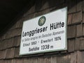 Sign post of Lengrieser HÃÂ¼tte, Bavaria, Germany