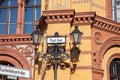 sign Post office building - (Kaiserliches Postfuhramt - on Oranienburger street crossing Tucholsky street in Berlin