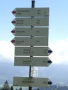 Sign post at Panorama hiking tour Nagelfluhkette, Bavaria, Germany