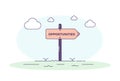 Sign post pointing towards opportunities. Vector concept background illustration
