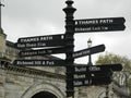 Sign post by Richmond upon Thames Bridge in London