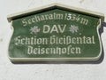 Sign post Seekar alm, mountain tour, Bavaria, Germany
