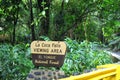 A sign post showing the way to La Coca Falls