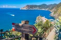 Sign post on trail path near Vernazza in Cinque Terre, Italy Royalty Free Stock Photo