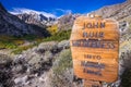 Sign posted at the entrance to the John Muir Wilderness, Eastern