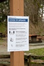 A sign posted at a Metro Vancouver park on park etiquette during the Covid-19 crisis.