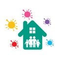 Stay at home as long as possible to prevent virus spread icon sign