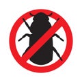 Sign prohibiting bark beetle. Icon bark beetle.