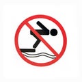 Sign prohibiting diving