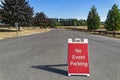 A sign prohibiting event parking at Marymoor Park in Redmond, Washington, USA - September 24, 2022