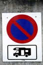 Sign prohibiting the parking of motorhomes Royalty Free Stock Photo