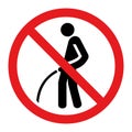 A sign prohibiting urinating in this area Vector illustration.