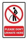 A sign prohibiting urinating in this area Vector illustration.