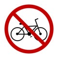 Sign prohibiting the use of a bicycle. Cycling warning vector icon Royalty Free Stock Photo