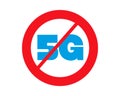 Sign of the prohibition of data technology 5G. Risk of use 5G. Vector illustration Royalty Free Stock Photo
