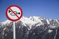 A sign about the prohibition of signaling in the mountains, the danger of avalanches.