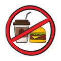 The sign prohibits the use of food