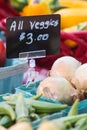 Sign Promotes All Vegetables For Three Dollars At Farmers Market Royalty Free Stock Photo