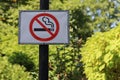 Sign in a public place informing that smoking is prohibited Royalty Free Stock Photo