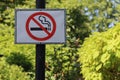 Sign in a public place informing that smoking is prohibited Royalty Free Stock Photo