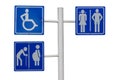 Sign of public toilet for male, female, pregnant, oldster, and