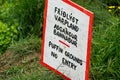 Sign for Puffin Grounds - No Entry at Borgarfjordur eystri in Iceland Royalty Free Stock Photo