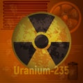 Sign of radiation. Uranium 235. Royalty Free Stock Photo