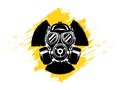 Sign of radioactivity with gas mask grunge vector illustration. Concept of pollution and danger. Radioactive sign. Radioactive