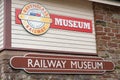 Sign at Ravenglass Railway Museum with illustration of the La'al Ratty train. The Lake District, UK Royalty Free Stock Photo