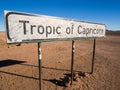 Sign reading Tropic of Capricorn` in Namibia Royalty Free Stock Photo