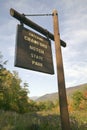 Sign reads Entering Crawford Notch State Park, New Hampshire