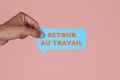 Sign reads the text back to work in french Royalty Free Stock Photo