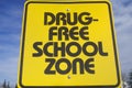 A sign that reads Ã¯Â¿Â½Drug free school zoneÃ¯Â¿Â½ Royalty Free Stock Photo