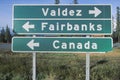 A sign that reads Ã¯Â¿Â½Valdez/Fairbanks/CanadaÃ¯Â¿Â½