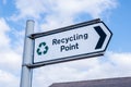 Sign for recycling point in the town centre Ormskirk Lancashire September 2020 Royalty Free Stock Photo