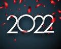 2022 sign with red foil confetti