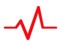 Sign red heart pulse icon, one line, cardiogram - vector Royalty Free Stock Photo