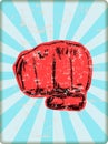 Sign of a red human fist, power,agression,protest symbol, grunge style Royalty Free Stock Photo