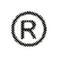 Sign Registred halftone icon. Dotted grunge symbol of ink spots. Textured design element. Vector