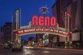 The Sign of Reno Arch at Night, Nevada Royalty Free Stock Photo