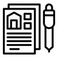 Sign rent contract icon outline vector. Building apartment Royalty Free Stock Photo