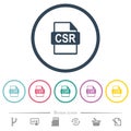 Sign request file of SSL certification flat color icons in round outlines