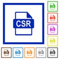 Sign request file of SSL certification flat framed icons