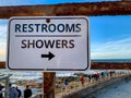 Sign for Restrooms and Showers at La Jolla Beach