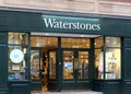 Sign and retail display of a waterstones book store in leeds city centre